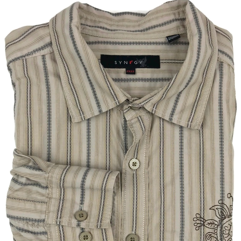 Synrgy Embroidered Button Down Shirt 2XLT XXL TALL